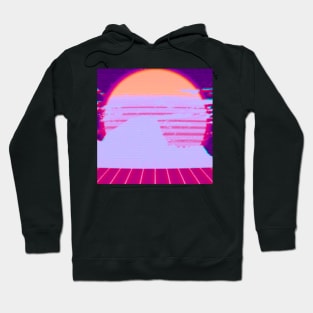 retrowave mountain VHS purple-red Hoodie